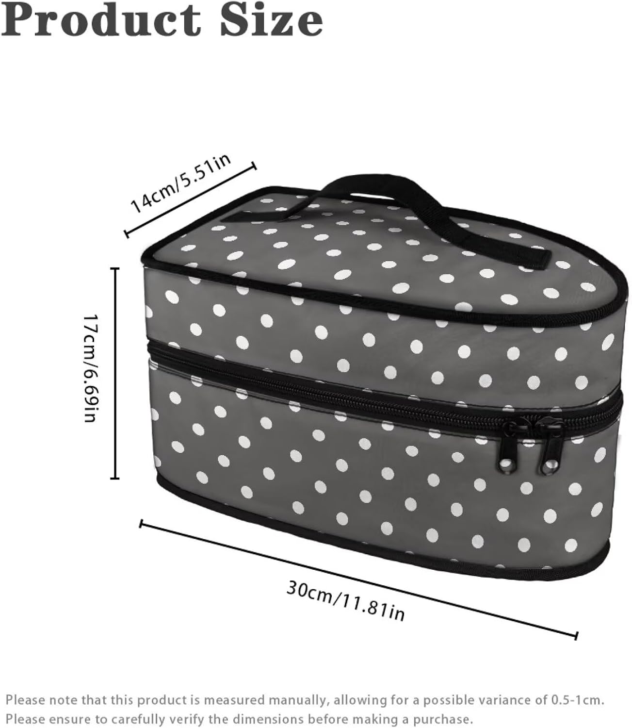 Rchsmod Grey Polka Dot Pattern Steam Iron Case Portable Travel Steamer Bag with Handle Waterproof Iron Storage Holder Iron Accessories with Zipper Closure, Case Only