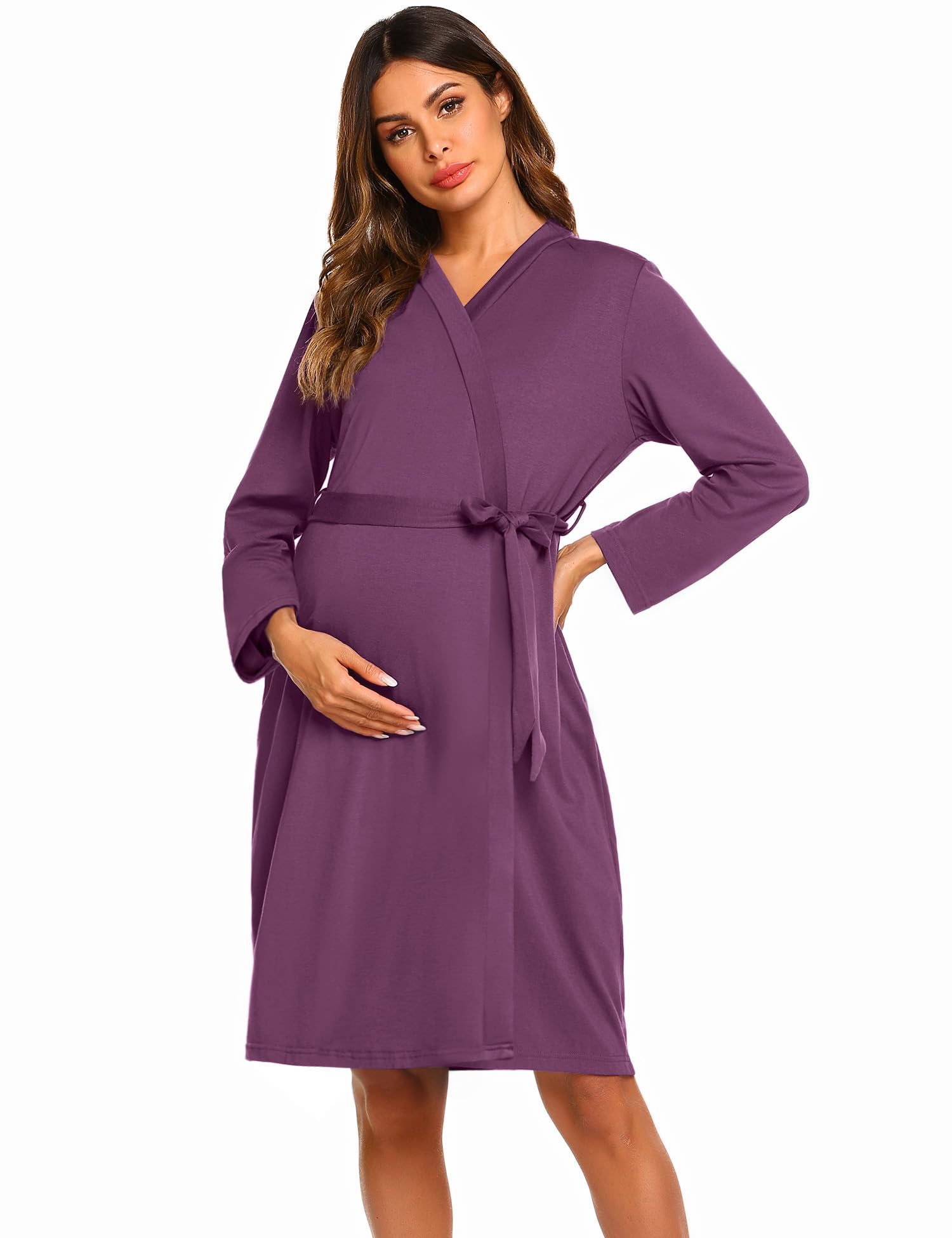 Ekouaer Maternity Robe Nursing Robes for Hospital Labor Delivery V Neck Pregnancy Bathrobe Womens Postpartum Nightgown