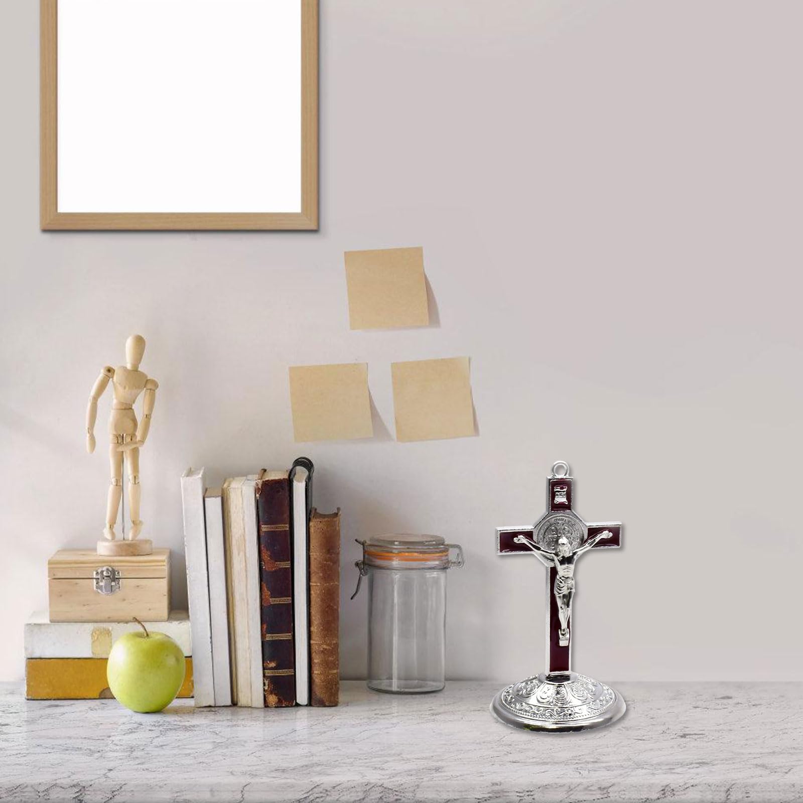 Amazon.co.jp: HIOPOIUYT クラシカル 9cm 十字架 置物 合金 立っ