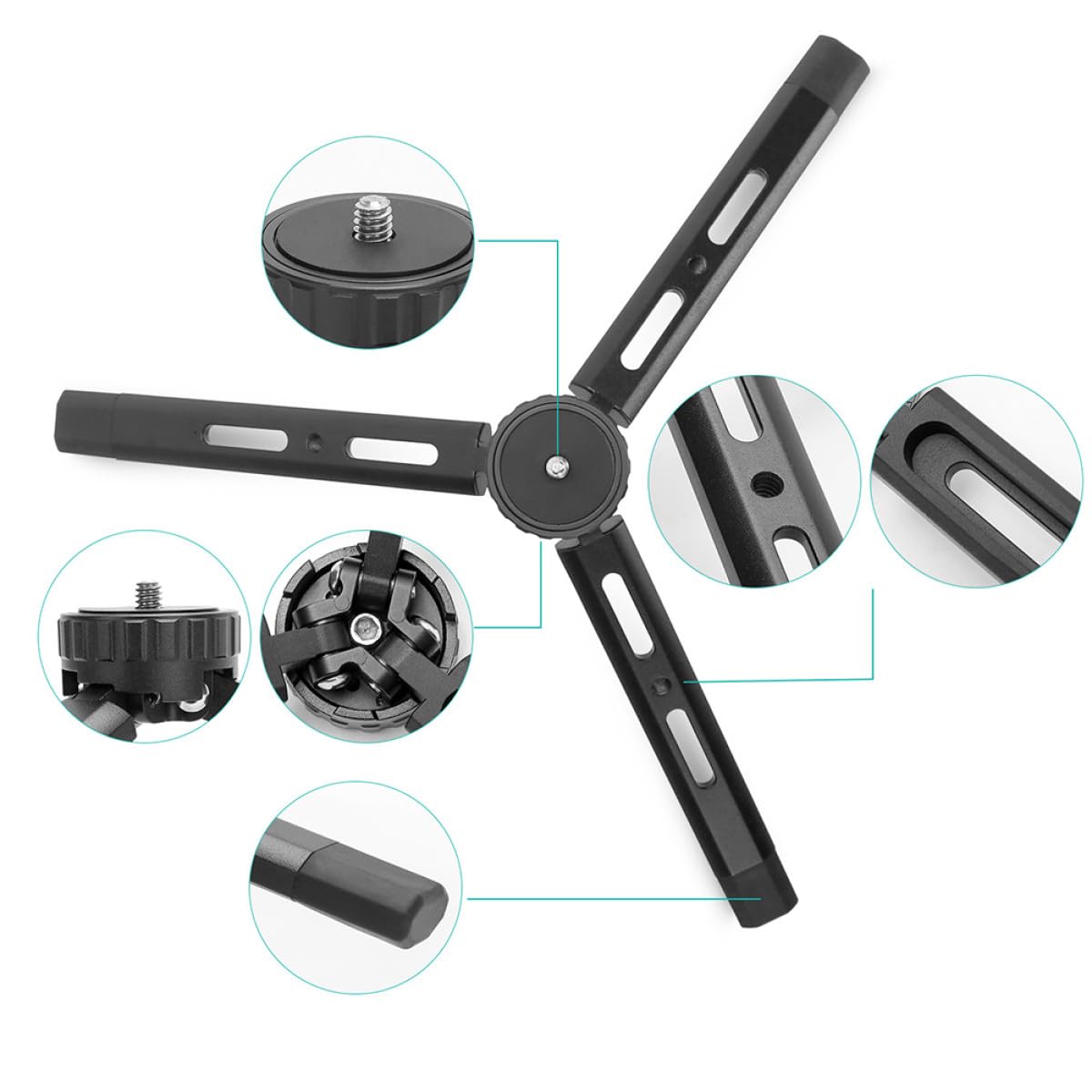 Trípode De Metal para Cámara Trípode De Sobremesa Plegable De Aleación De Aluminio Ajustable para Teléfono para Cámaras DSLR Sin Espejo