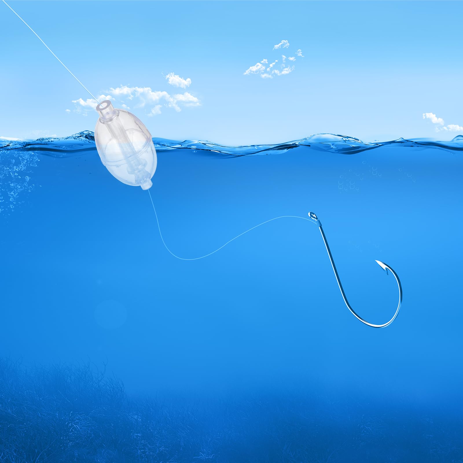 PATIKIL Flotadores giratorios fundidos de 1.5 pulgadas, paquete de 20 aparejos de pesca ovalados ABS para agua dulce y salada, transparente