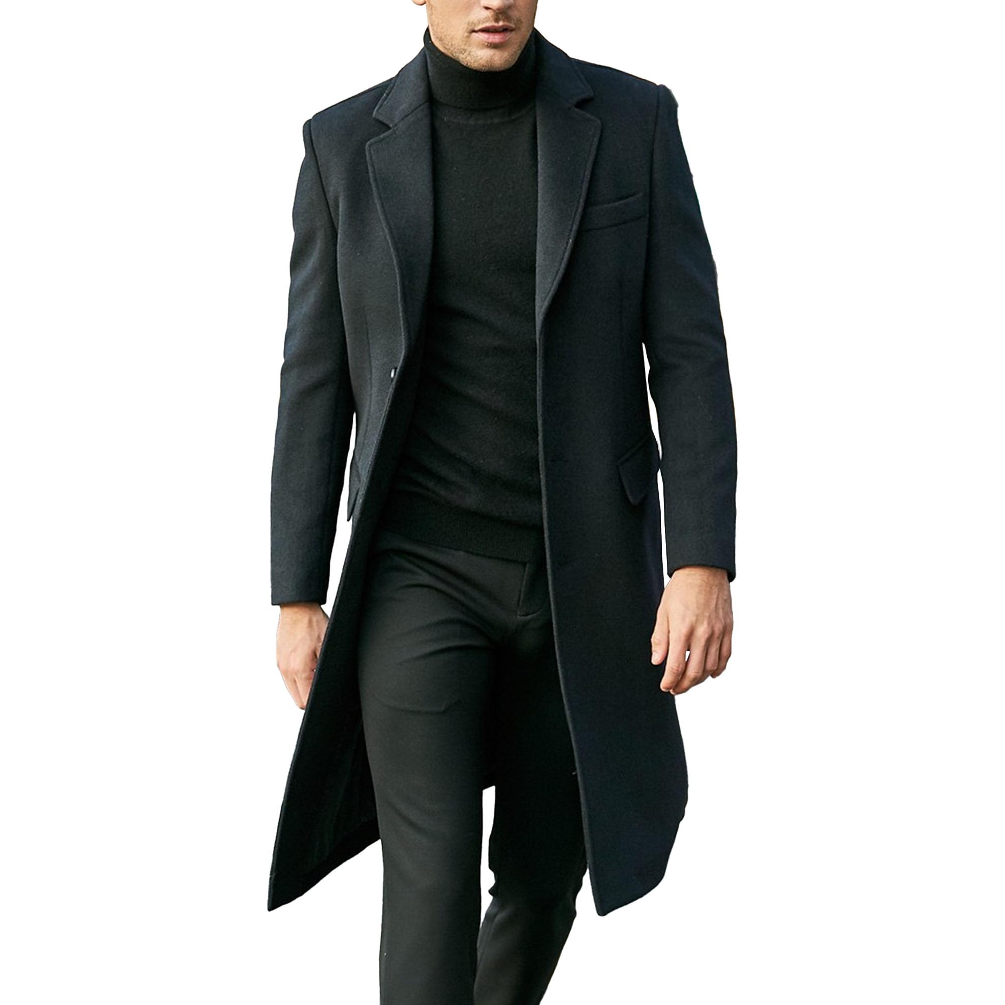 Manteau de laine hommes col montant parka slim fit business veste automne hiver - 6