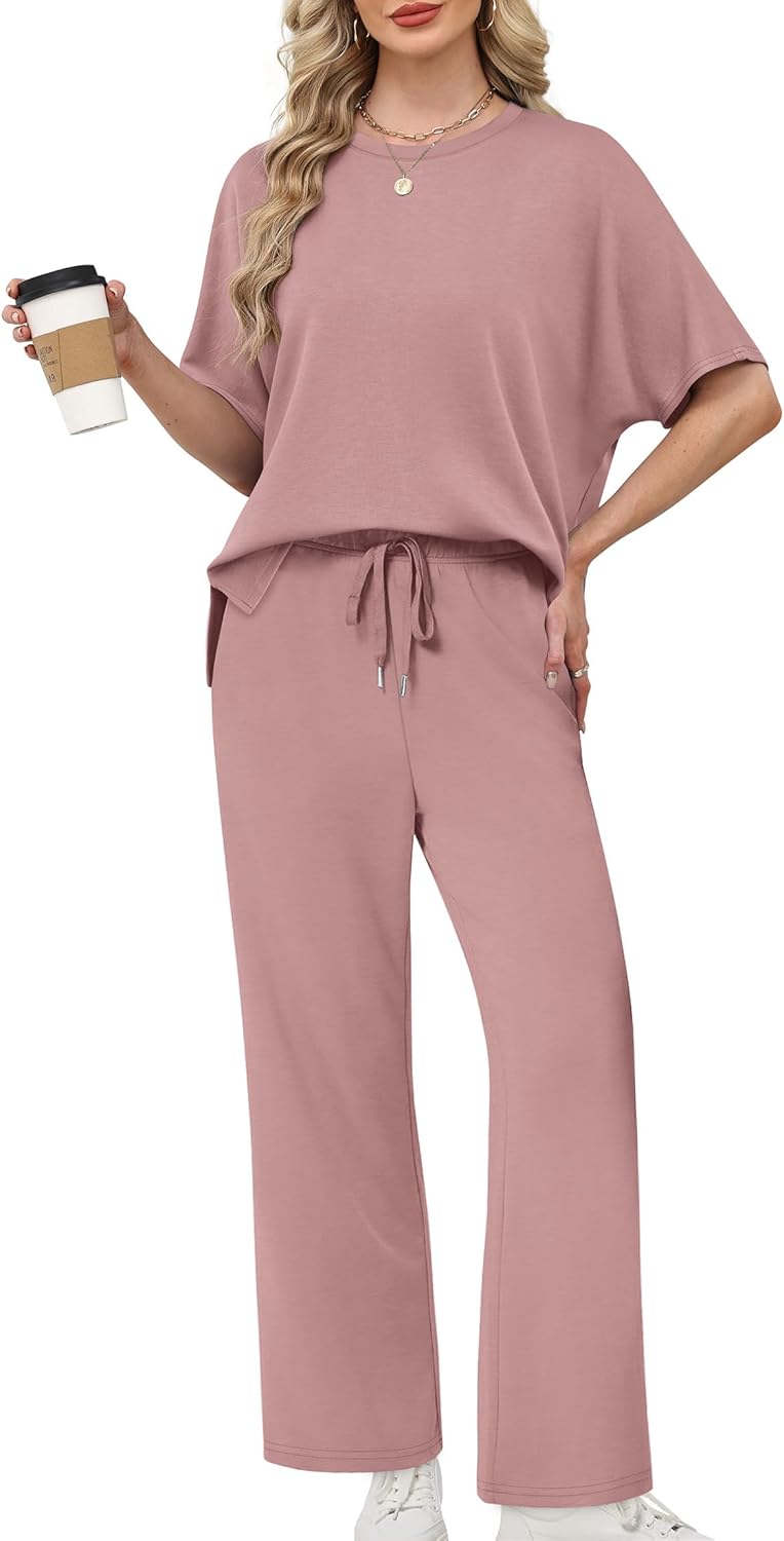 XIEERDUO Women's Side Slit Lounge Sets 2 Piece Travel Outfits Airport Tracksuit Oversized Wide Leg Loungewear S-3XL - Image 3