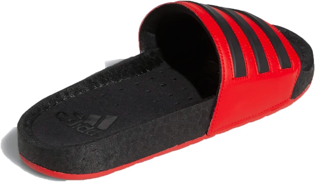 adidas Unisex Adilette Boost Slides Sandal, Vivid Red/Core Black/Core Black, 9 US Women