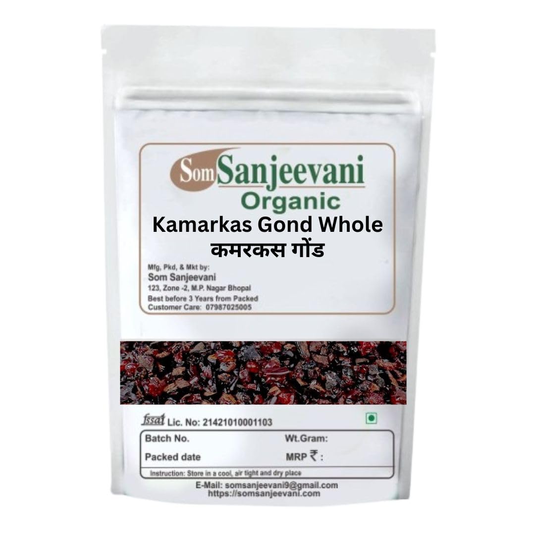 Som Sanjeevani Organic Kamarkas gond Whole 200g-Helps Tone - Strengthen Muscles Naturally-Natural -No Mixing-असली-With 50g Multani mitti powder