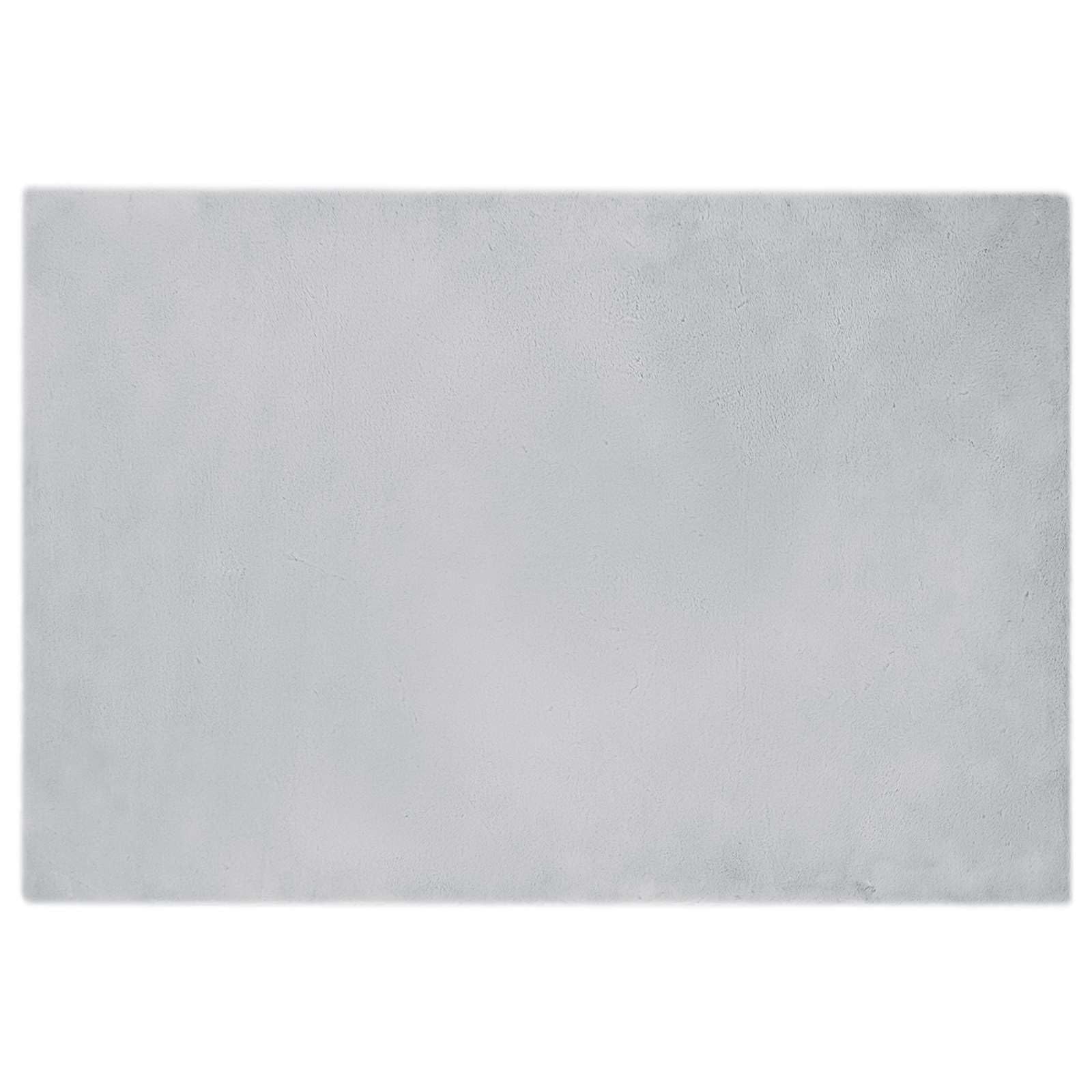 Kunstkaninchenfell Teppich aus Polyester, Rutschfester Teppich in Grau, ultraweiche samtige Oberfläche, plüschiges Design für Wohnzimmer und Schlafzimmer, handwaschbar,