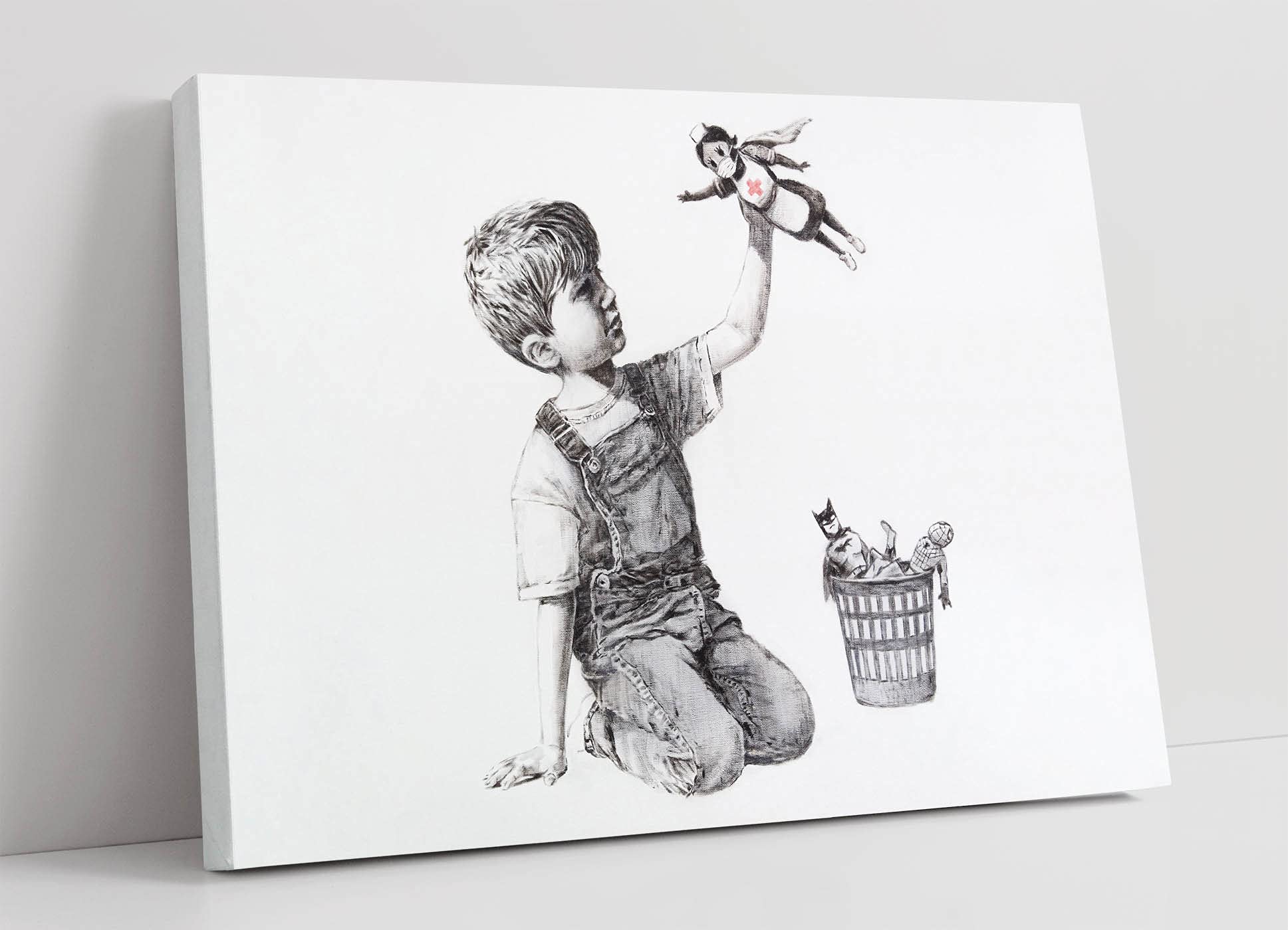 Canvasartshop - Banksy Superhero Nurse Landscape- Canvas Wall Art Picture Print (30X20)