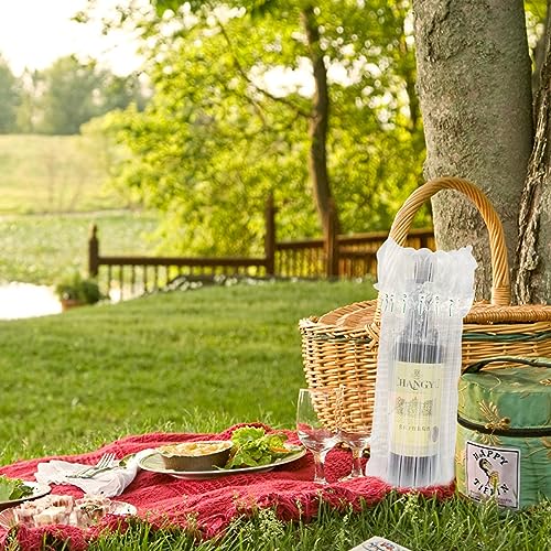 Ortviai 30 Stück Weinflaschenschutz, Wiederverwendbare Flaschenbeutel, Luftpolster für Wein mit kostenloser Pumpe, Luftsäulenkissen Luftpolsterbeutel für sichere Verpackung und Transport