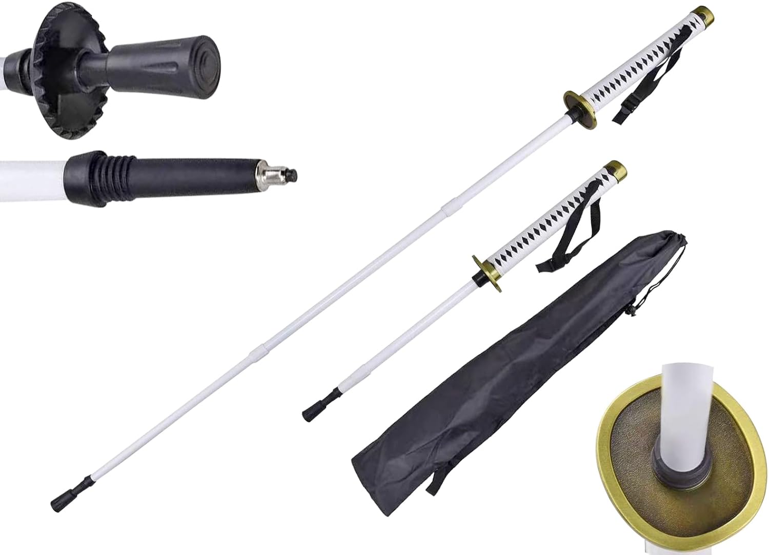 Hiking Stick with Samurai-Style Handle, Adjustable 26-54 Inches, Aluminum Construction, Fantasy Anime Style, Great for Gifts, Outdoor, Camping, and Hiking.
