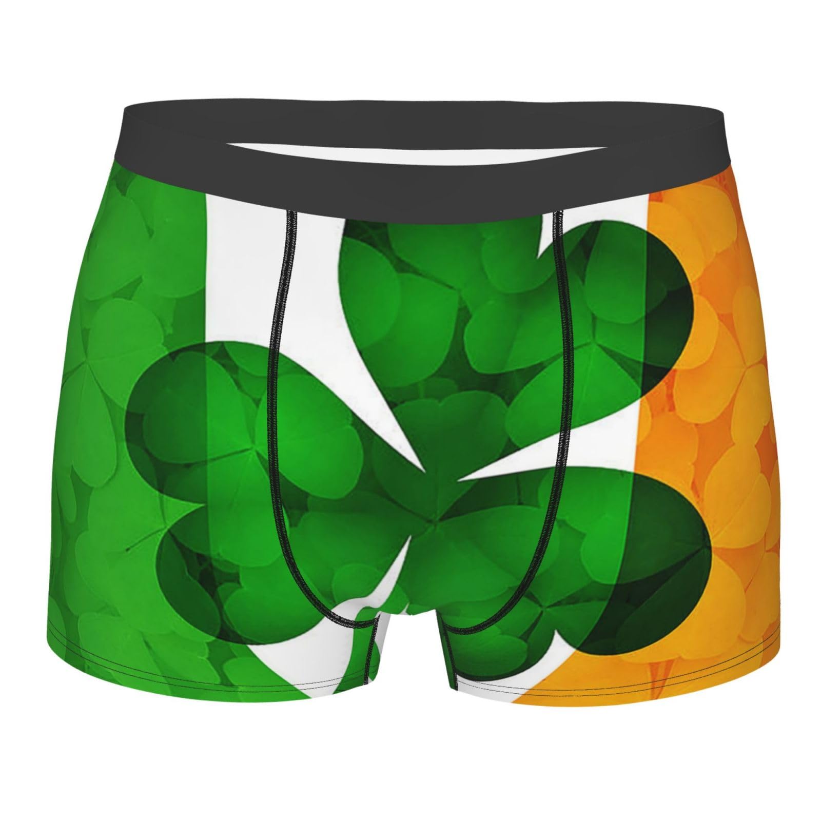 Hceaatb Men'S Boxer Briefs Ireland Flag Shamrock Leaves Stretch soft breathable Casual Underwear Boxer Shorts Black