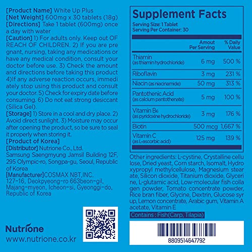 BB LAB White Up Plus Advanced Supplement for Skin Brightening, Korean Glutathione, L-Cystine, Vitamin C, Dark Spots & Acne Skin Remover, Treats Uneven Skin tone-30Ct - Image 5