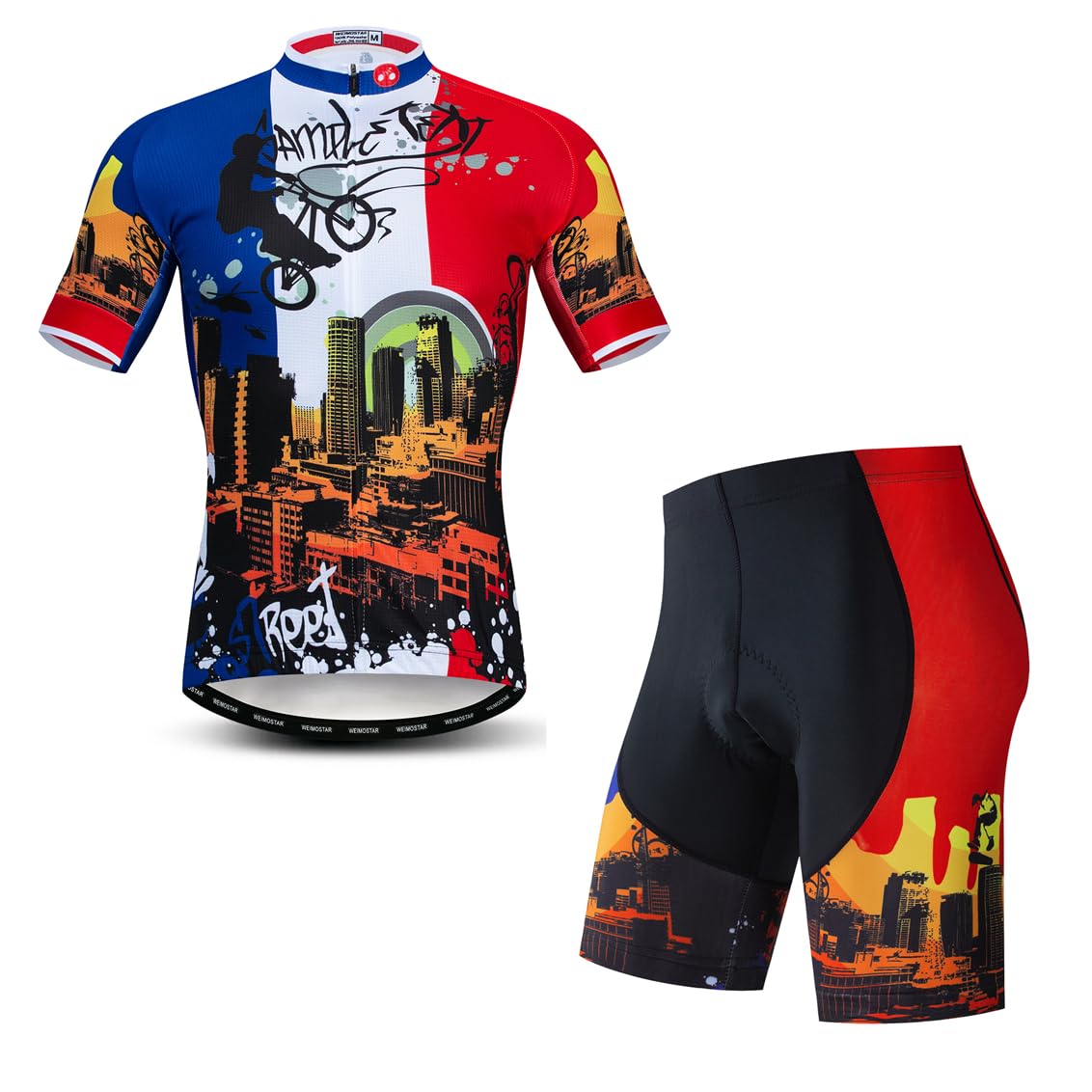 Herren-Radtrikot, Set-Fahrradbekleidung, Sommer-Kurzarm-Fahrradbekleidung