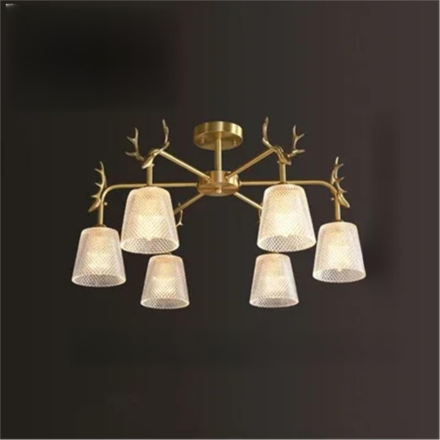 Retro Gold Multiple Heads Vitreous LED Chandelier Aisle Living Room Bedroom Kitchen Lobby All Copper Antler Shape Pendant Lamp,luminaire