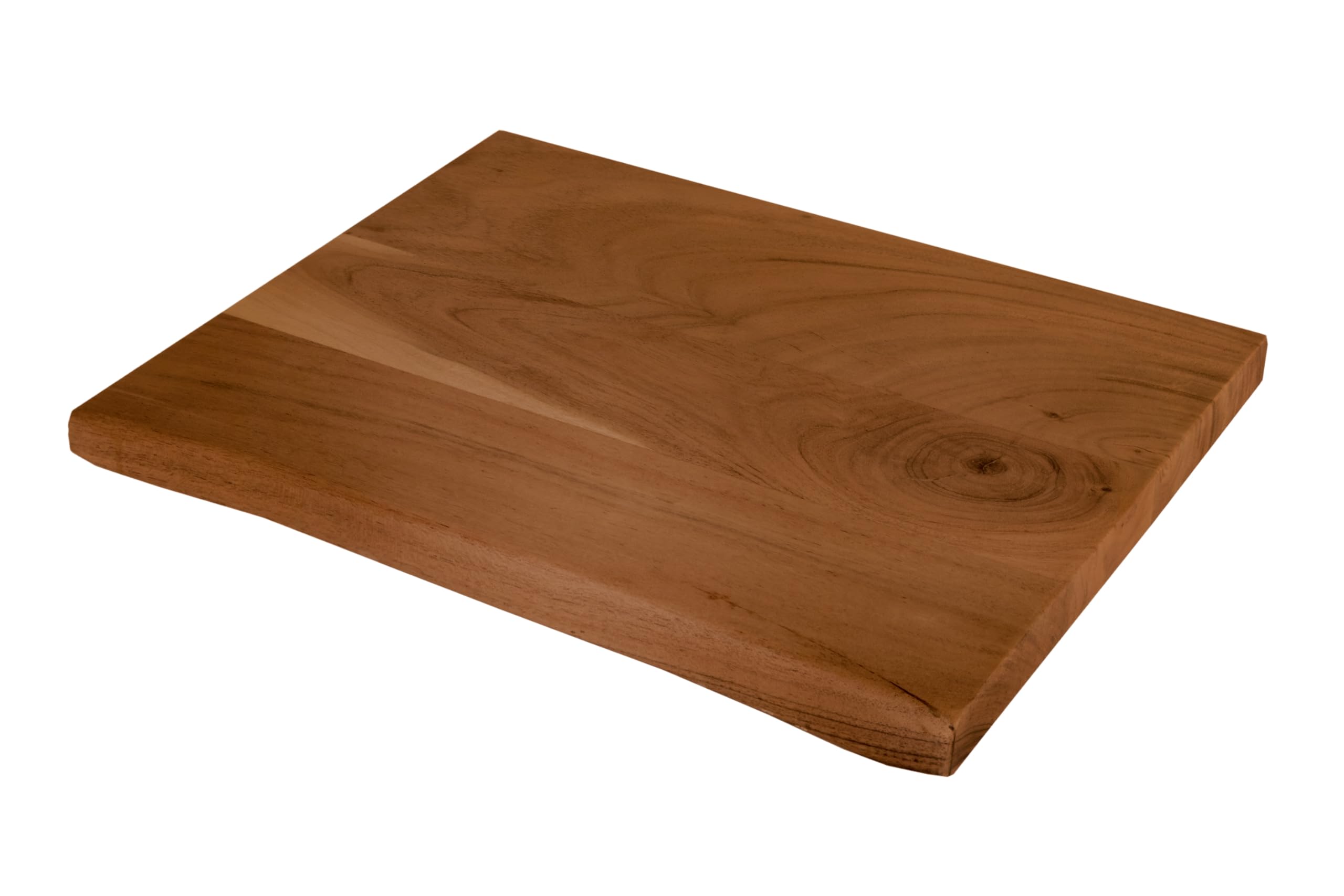 SAM Holzplatte 40x30 cm Arya, Holzbrett Akazie massiv + nussbaumfarben, Baumkanten-Platte für Heimwerker, Regale & Fensterbretter, einseitige Baumkante