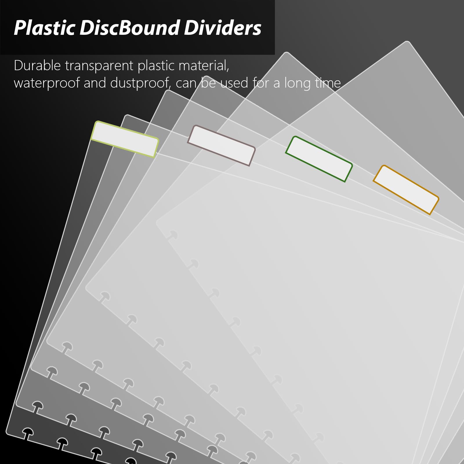 12 divisori a disco, formato lettera, 21,6 x 27,9 cm, organizer rilegato a disco, divisori trasparenti vuoti per quaderni in ufficio, riunioni, quaderni universitari