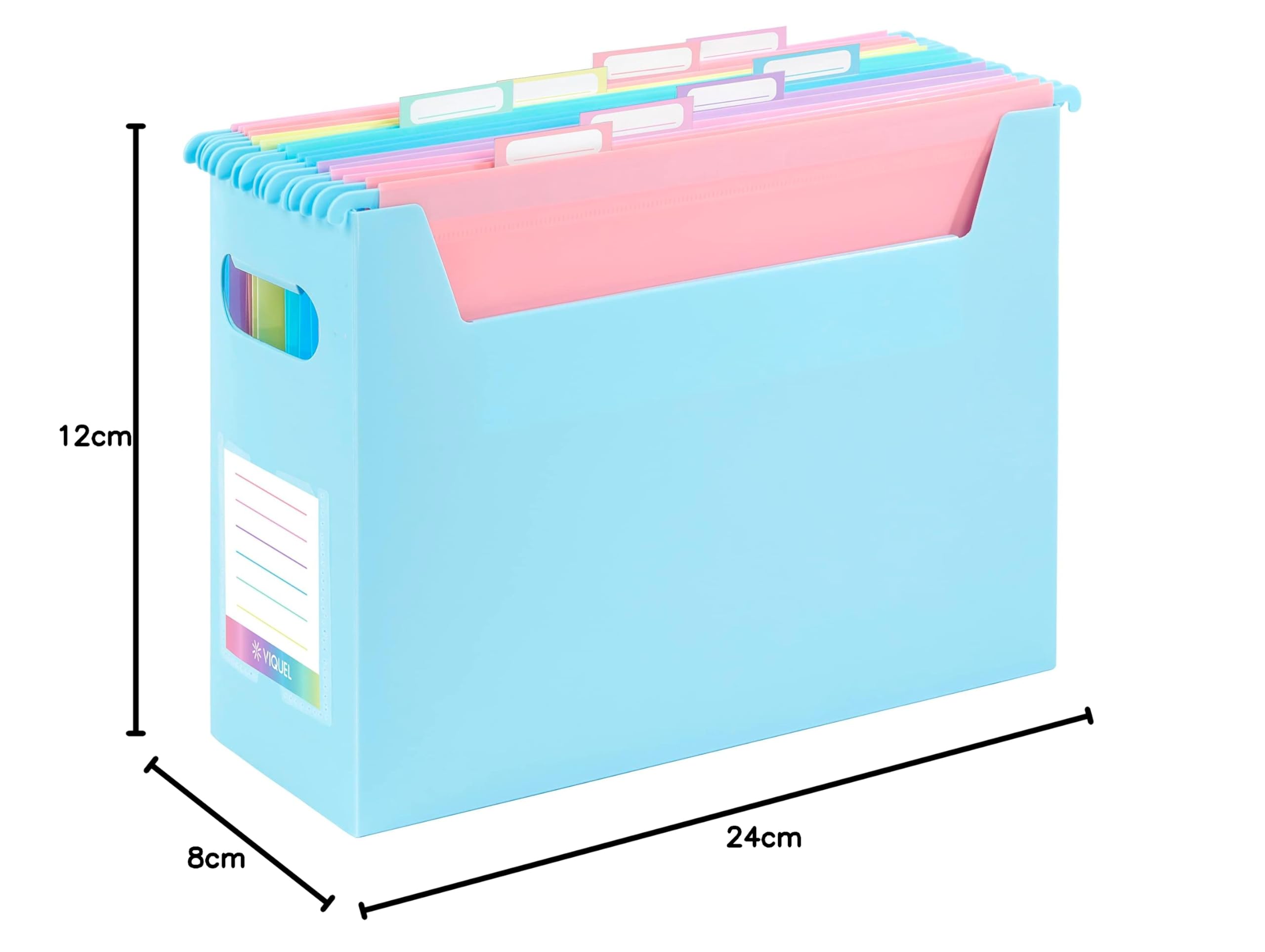 Viquel EASYCASE - Caja de clasificación con 8 carpetas colgantes A4 RAINBOW Pastel, color azul pastel