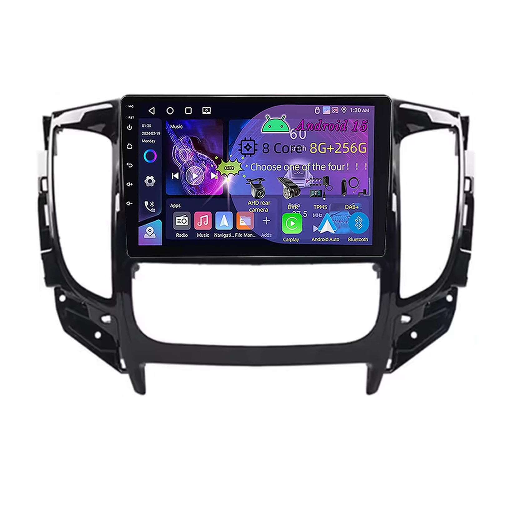 9 Zoll Doppel Din Android 15 Autoradio,für Mitsubishi L200 5 2015-2019,mit CarPlay Rückfahrkamera Lenkradsteuerung Bluetooth GPS Navigation FM Digitalradio WiFi(C3 4+64G)