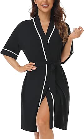 COLORFULLEAF Womens Bamboo Short Robes Lightweight Kimono Cotton Robe ...