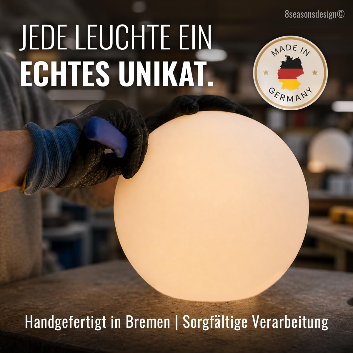 8 seasons design LED Kugelleuchte 60 cm Shining Globe (weiß) – E27, RGB Farbwechsel, dimmbar, mit Fernbedienung – große Kugellampe für außen (Garten, Terrasse & Balkon) und innen - robust & langlebig