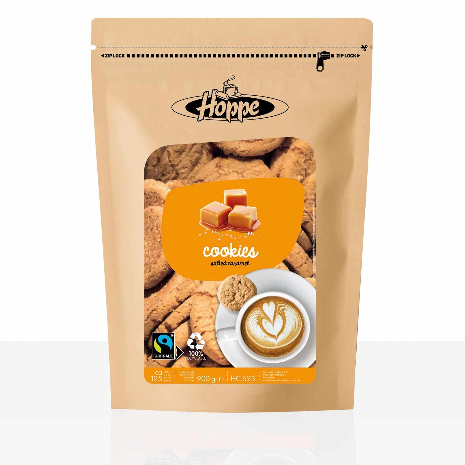Hoppe Galletas de caramelo salado de comercio justo, 4 x 125 piezas