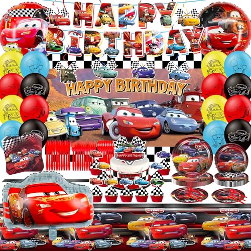 123 PCS Birthday Decorations Set with Banner Balloons Tablecloth Paper Tableware Hanging Swirl Backdrop for Adult Celebration Theme Supplies