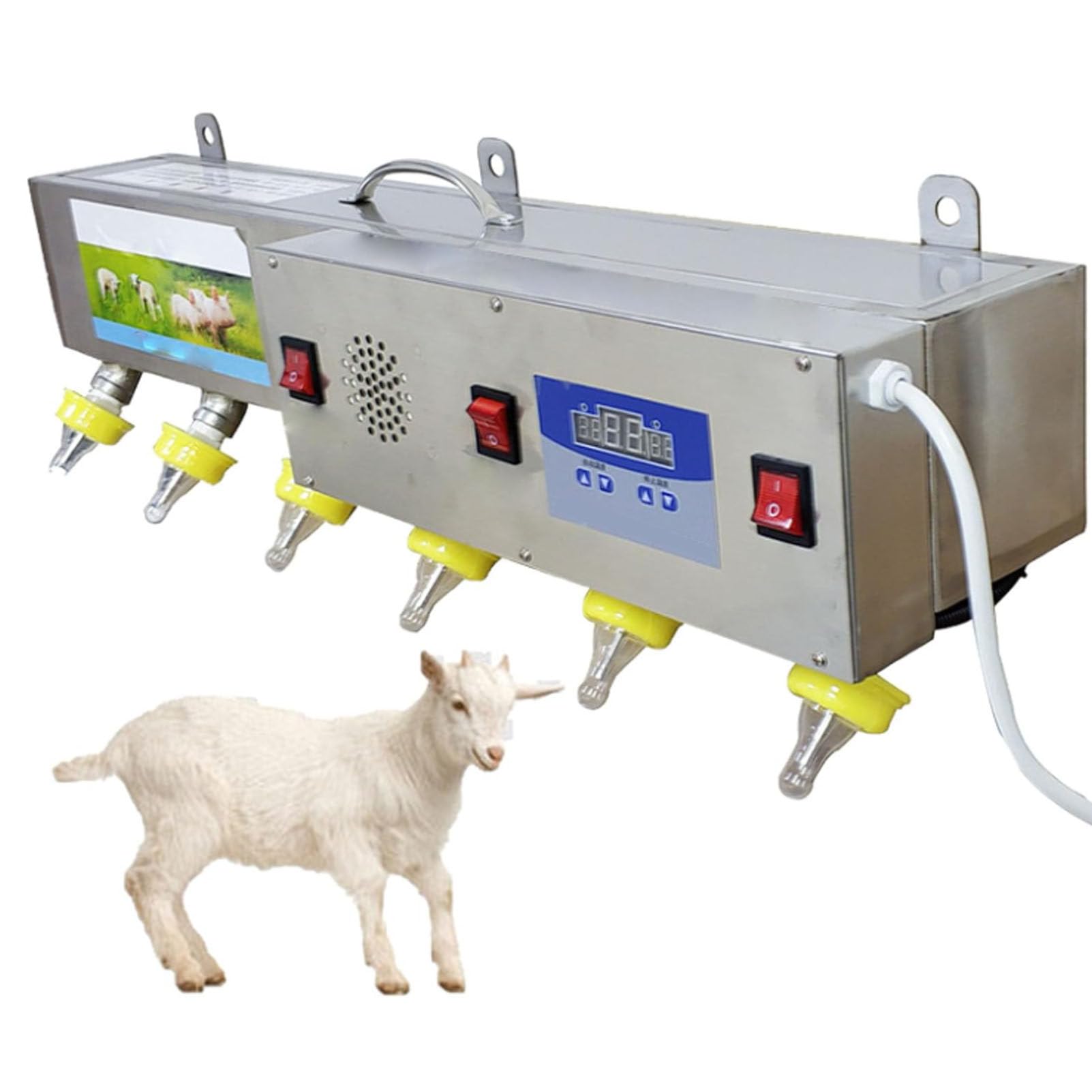 6 comederos de tetina totalmente automáticos, alimentador de leche y agua a temperatura constante, dispositivo de lactancia con simulación de sonido, para granjas y ranchos de lechones y corderos