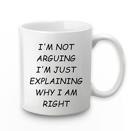 Funny Coffee Mug I'm Not Arguing I'm Just Explaining Why I Am Right Mug Gag Gifts White Elephant Gifts Funny Christmas Gifts for Friend Coworkers White 11 OZ