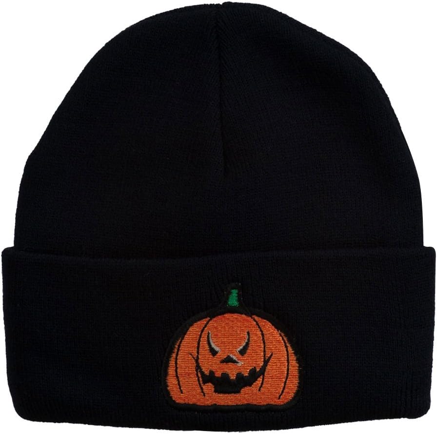 Halloween Evil Jack o Lantern Embroidered Long Beanie