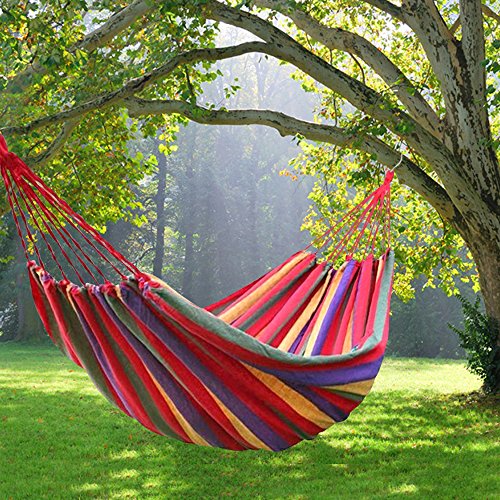 Greenbay 200x150cm Red Canvas Hammock Outdoor Camping Hang Bed - Large Two Person Hammock
