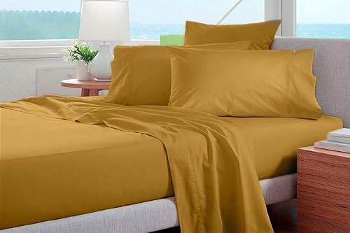 Juego de 4 sábanas de algodón PIMA de lujo hechas de suave 500 hilos de alta calidad, ajuste de 9 a 12 pulgadas de bolsillo profundo sólido Pattren