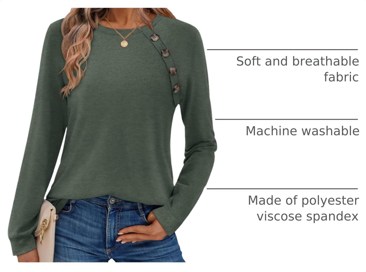 Zeagoo Womens Long Sleeve Tshirts Casual Tunic Tops Work Fashion Cute Sweaters Fall Outfits 2026 Dressy Blouse image 4