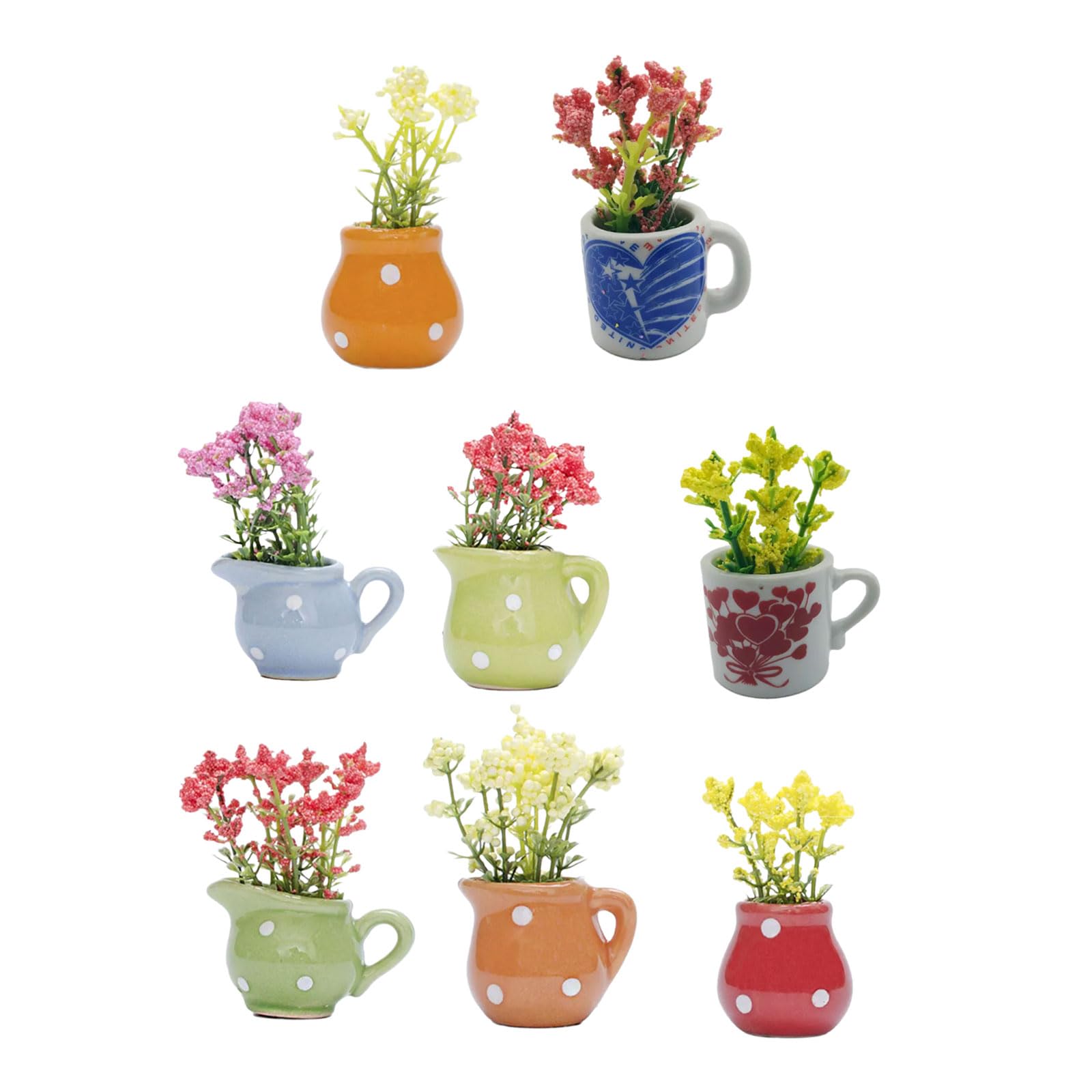 carotoe 8Pcs Buds Vases for Fridge Decors Resins Miniature Flower Pots Magnets Ornaments Kitchen Accessories Miniature Flower Vases
