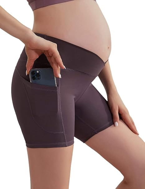Maacie Pantaloncini da Yoga per prémaman a Tinta Unita Pantaloni Corti  Elastici da Palestra : Amazon.it: Abbigliamento