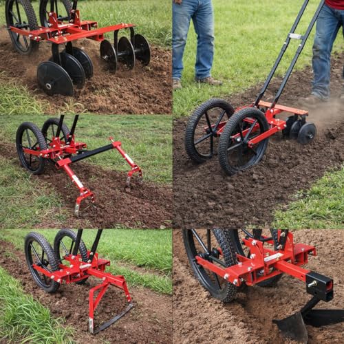 Image of Adjustable Double Wheel Weeder Cum Cultivator Machine | Manual Push Type Garden & Farm Tool for Weed Removal, Soil Loosening & Inter-Cultivation (Double-Wheel-Harrow-Set)