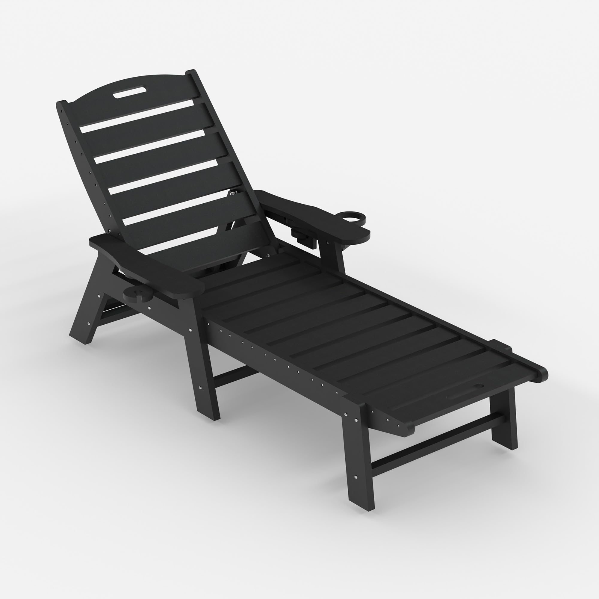 Garvee Chaise Longue Plegable Extragrande, Reclinable De HDPE Ajustable En 5 Posiciones, con Portavasos Integrado, Resistente Tumbona para Patio, Piscina, Terraza, Jardín.