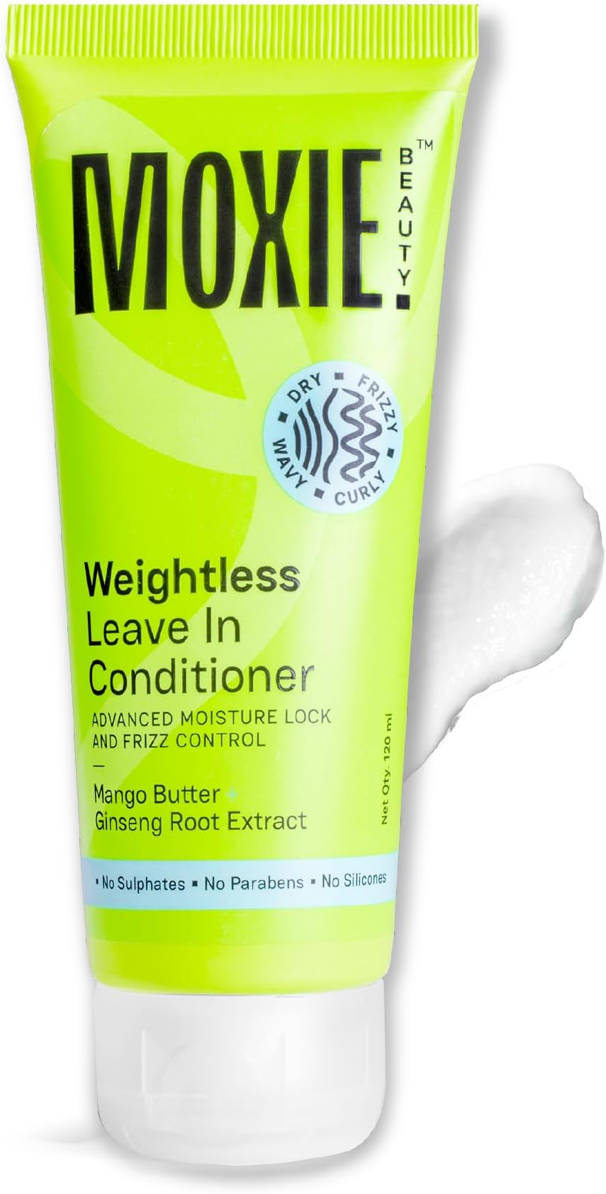 MOXIE BEAUTY Weightless Leave-In Conditioner For All Hair Types - 94% Hair Moisture Retention | Made With Mango Butter & Ginseng Root Extract | 120 ml