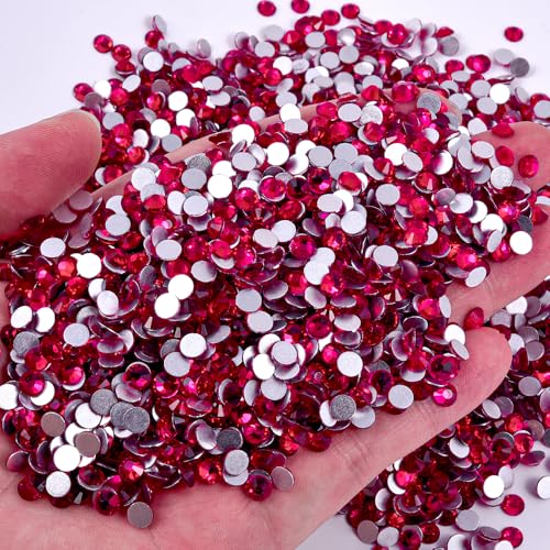 Image of 1440pcs Flat Back Crystal Rhinestones for Nail Art Crafts Bedazzling Kit Diamonds Set Clear Rhinestones for Clothes 0.14 inch 3.8mm SS16 Burgundy Red