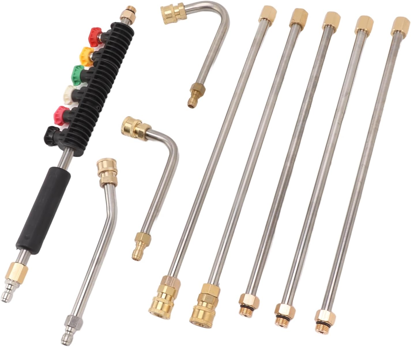 Pressure Washer Extension Wand 5 Straight Rod 3 Curve Rod Set Power Washer Lance with 6 NOZZLES 1 4in Quick Connect 6 NOZZLES There are Pressure Washer Extension Wand SetPressure