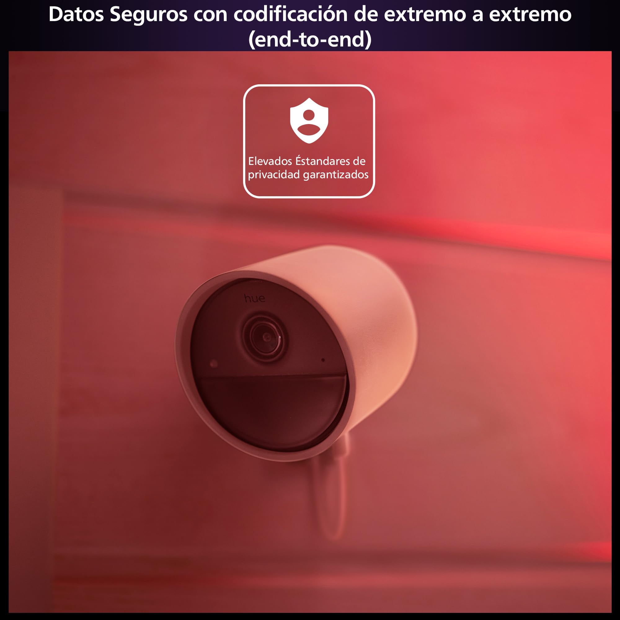 Philips Hue Secure Cámara de Video Vigilancia Inteligente para Exteriores o Interiores, Versión con Cable, Full HD Video, Control de Seguridad e Iluminación en Una Sola App, Blanco