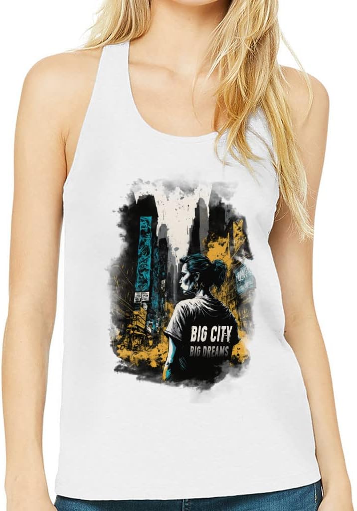 New York Print Women's Racerback Tank - Landscape Print Tank Top - Trendy Workout Tank