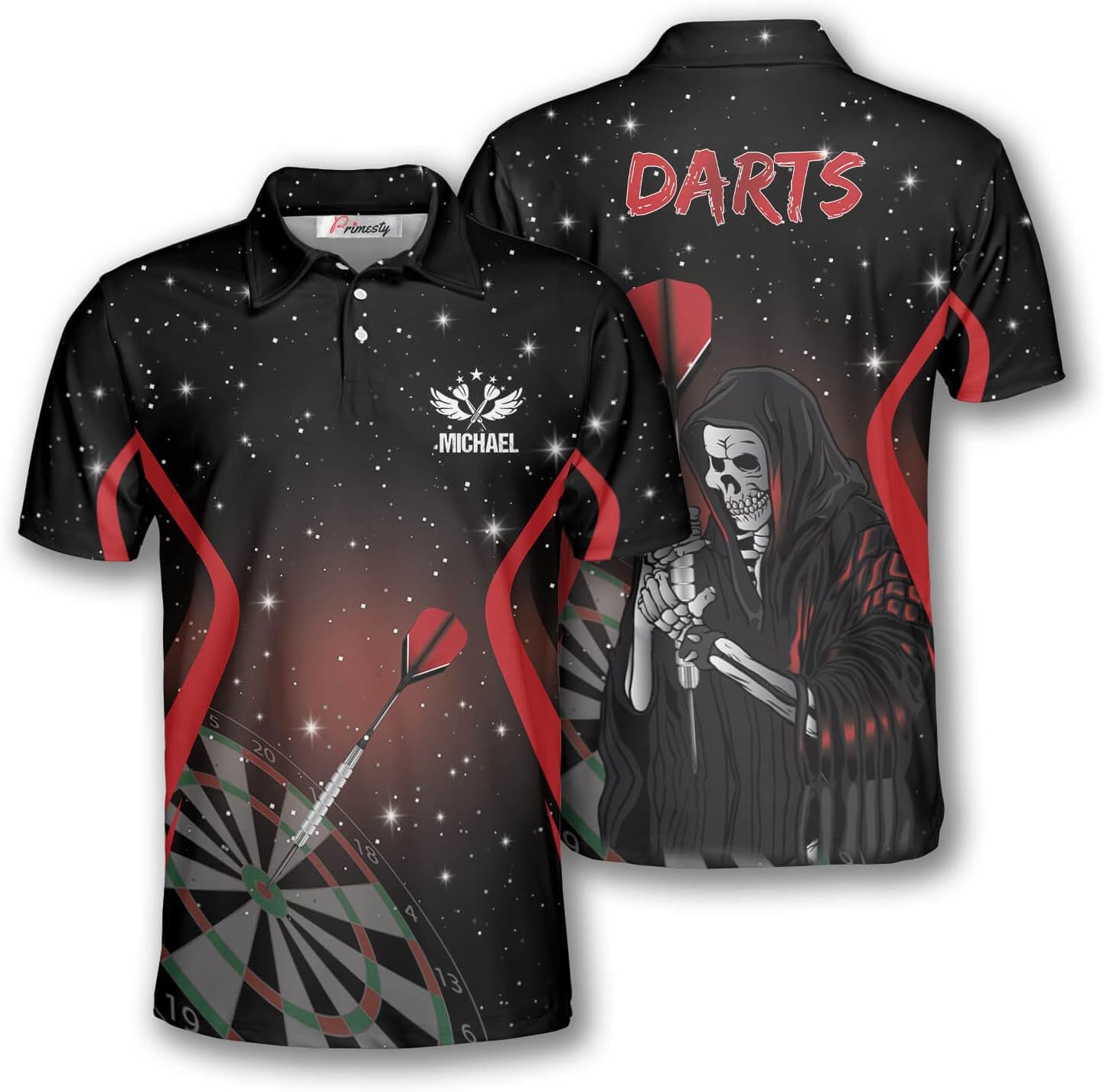 PRIMESTY Custom Darts Shirts for Men, Short-Sleeve Darts Jerseys, Personalized Polo Shirts