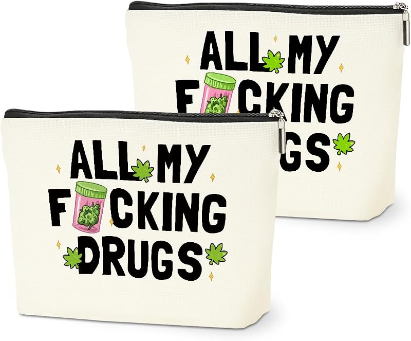Necessaire de maquiagem HZMLYDJ com estampa de letras, multicolorida 0005, pacote com 2