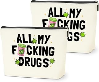 2 PCs Weed Gifts Funny Gifts Makeup Bag Marijuana Gifts Cosmetic Bag | Weed Accessories Gag Gifts, Friendship Gifts for Women Girls Best Friends Coworkers Christmas birthday Gifts Zipper Pouch