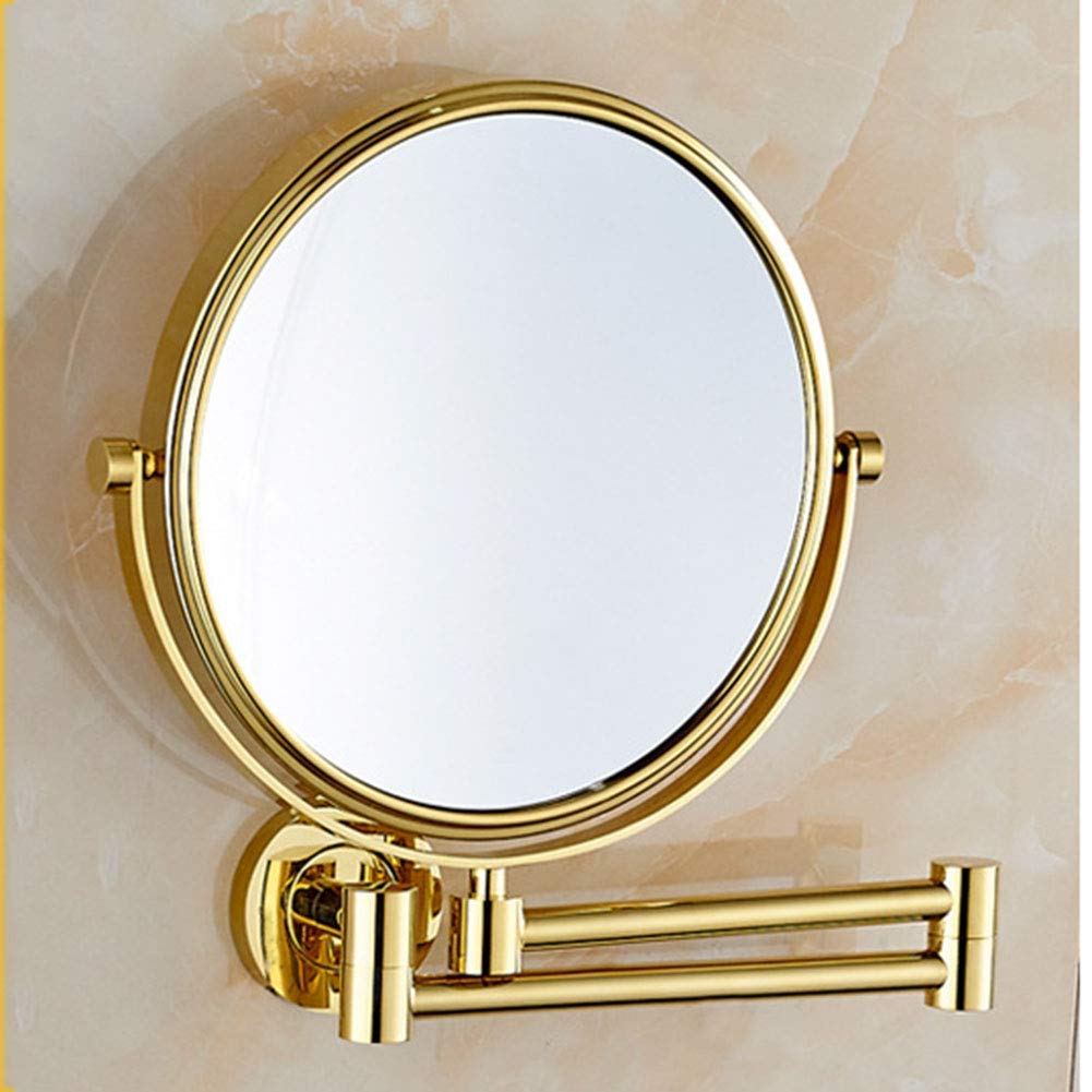 Espejo De Maquillaje De Pared con Aumento, 15 Cm, Giratorio De 360 Grados, Cuello De Cisne Flexible Y Ventosa De Bloqueo, para Baño.,Gold-3X