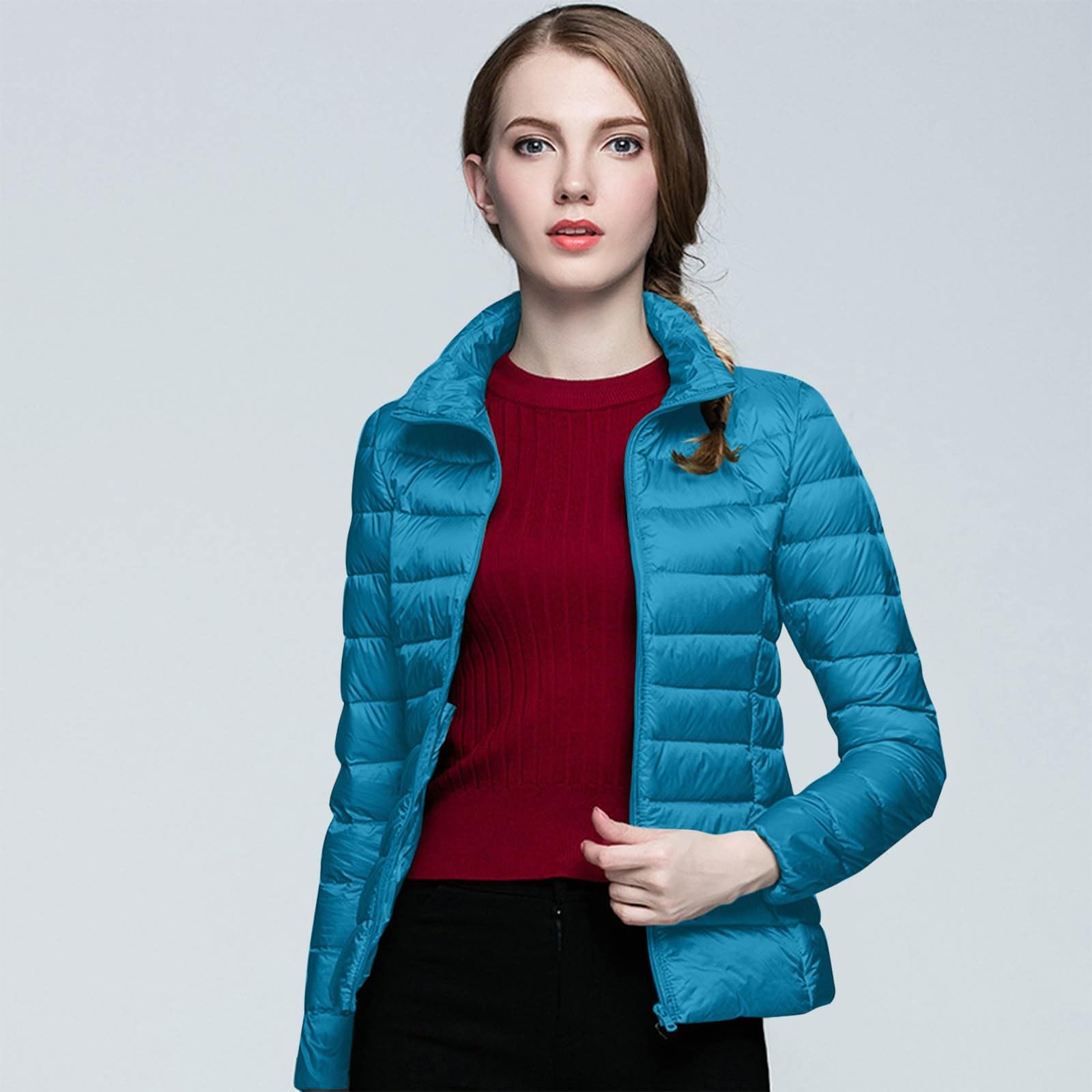 Doudoune Femme - Hiver Léger Imperméable Doudoune Femme Décontracté Souple Chaude Veste Couleur Unie Classic Duvet de Canard Blanc Doudounes pour Randonnée Outdoor et Jogging(S-XXL)