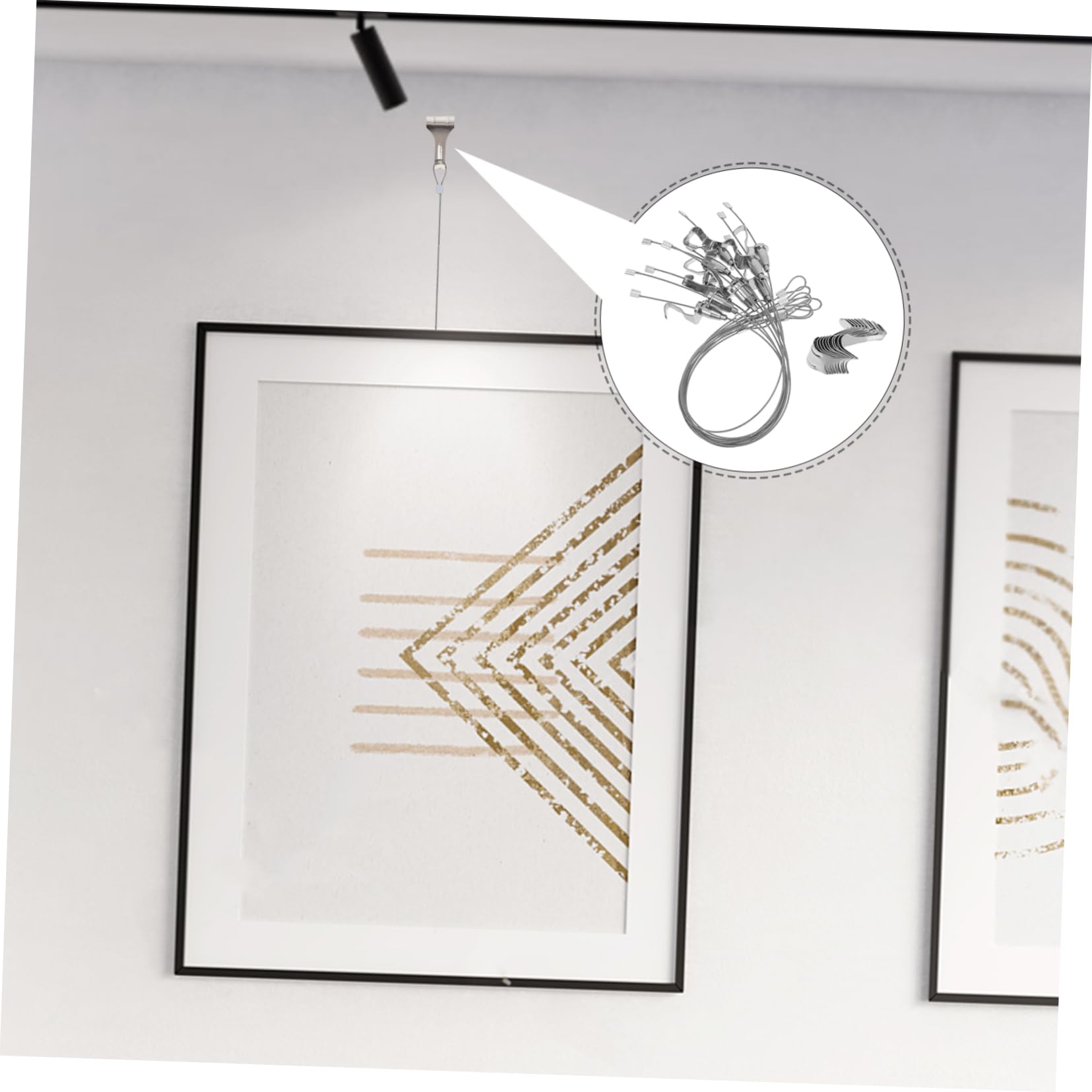 POPETPOP Kit di 10 Set Ganci per Quadri Filo Regolabile in Acciaio Inossidabile Argento, Facile da Installare, per Esposizioni D'arte e Appenderia di Quadri Decorativi