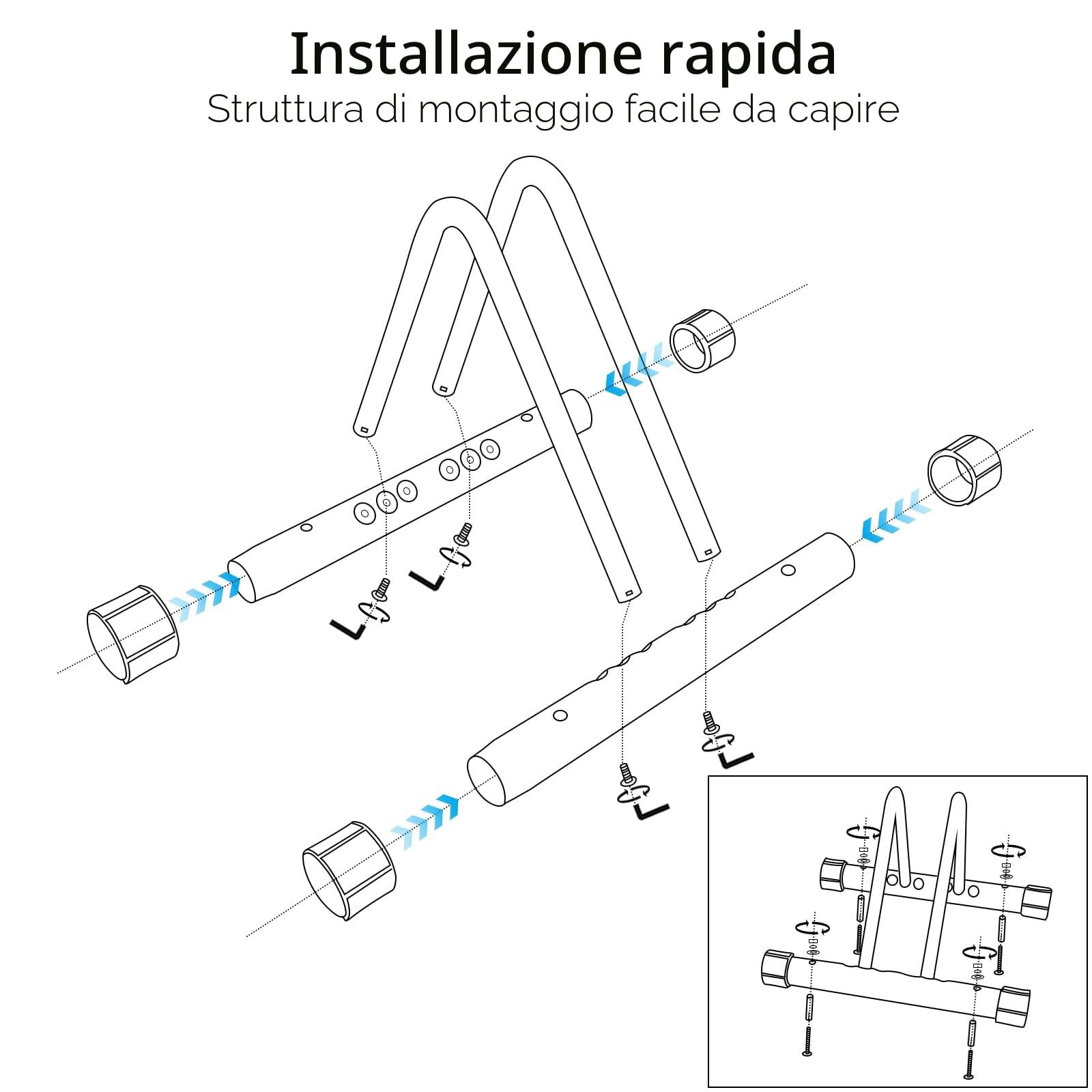 Rastrelliera Per Biciclette Wyxron Portabici Da Terra Acciaio Regolazione Distanza Montaggio Pavimento Parete