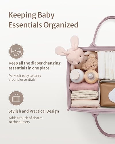 Miniatura 9 de Blissful Diary Organizador de pañales para bebé, elegante cesta de almacenamiento para guardería, regalo para baby shower, lista de regalos de bebé,