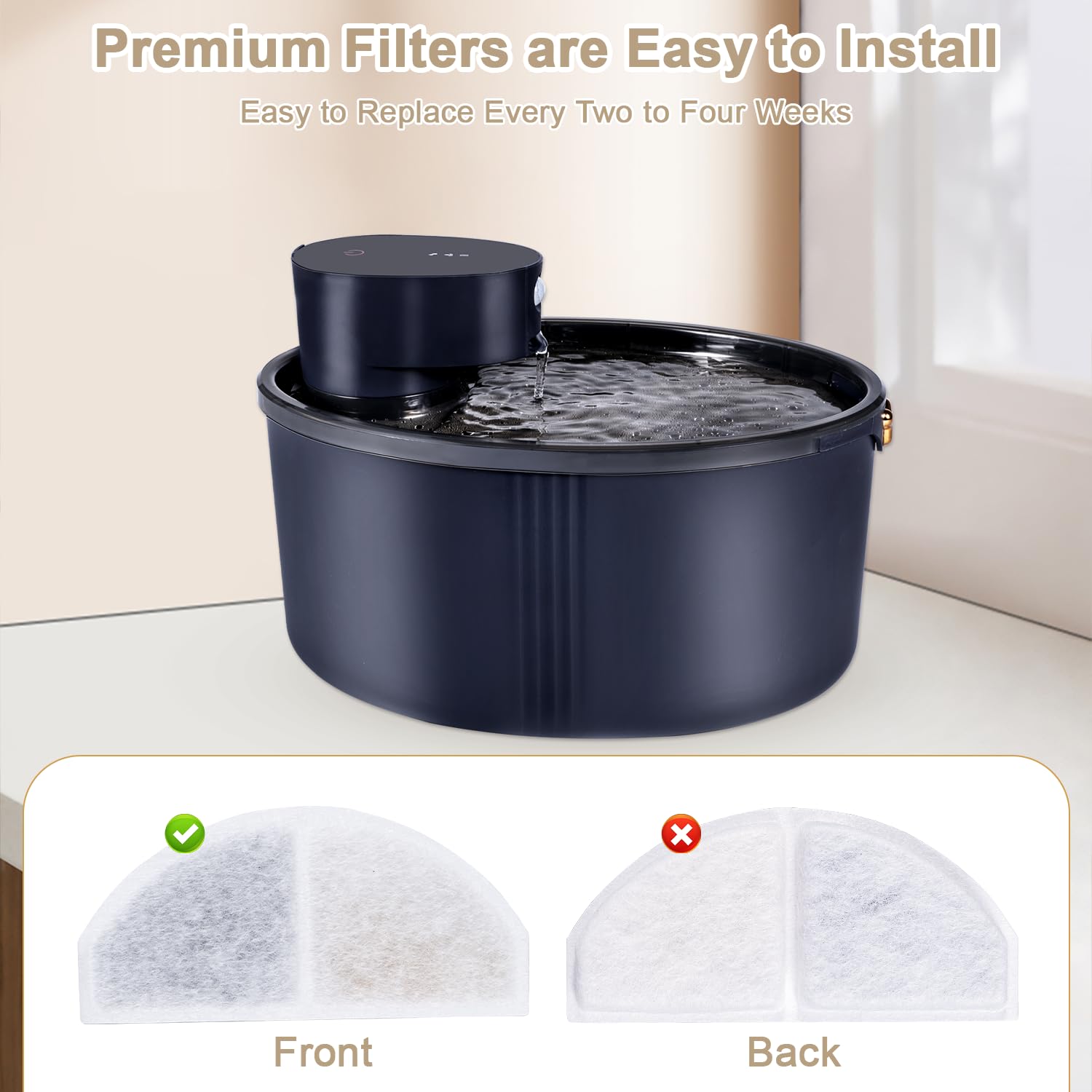 Filtri Fontanella per Gatti Filtro Fontanella per Gatti 8 Pezzi Filtri Fontana Gatto Filtri di Ricambio per Gatto per Dhohoo 2.5L Fontanella Animali Filtri per Fontana con Resina e Carboni Attivi