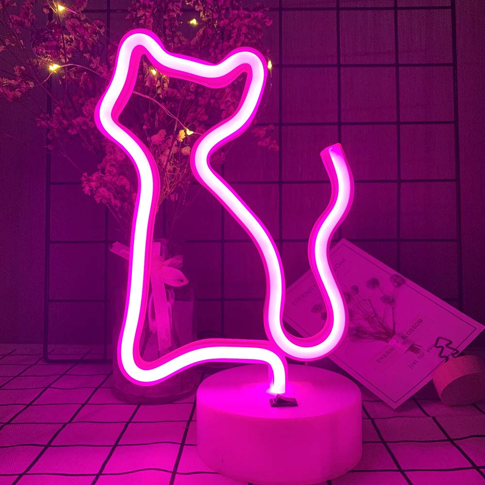 Cat Neon Signs Lights Decor LED Neon Light Animal USB Operated Decorative LED Neon Light Sign for Room Wall Table for Christmas Home Party Wedding Birthday Kids or Girls Room(Lovely Cat)